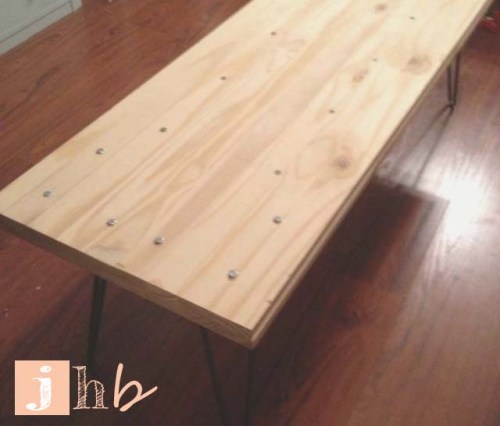 Hairpin Legs Bolted to Wood Planks