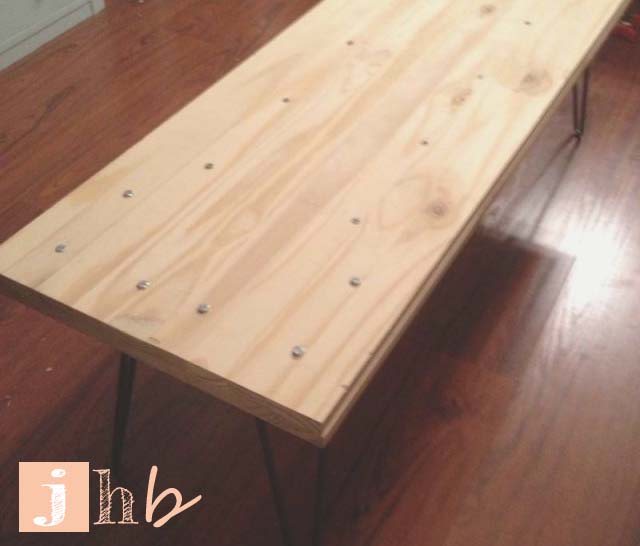 Hairpin Legs Bolted to Wood Planks