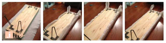 Stapling Batting to a Bench