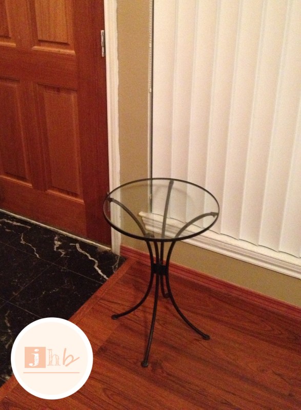 Before - Sad Little Glass Top Accent Table