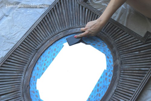 spray painted wood sunburst mirror